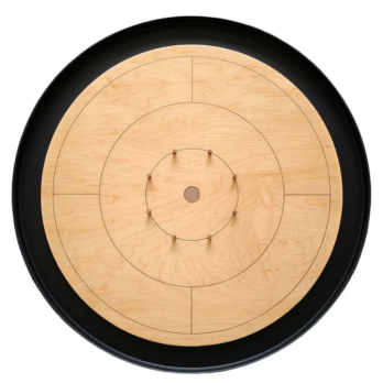 Round Crokinole Game – Black Base, Birch Surface