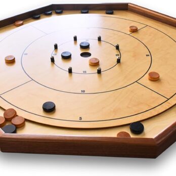 Classic Octagonal Crokinole Game – Official Size – All Wood